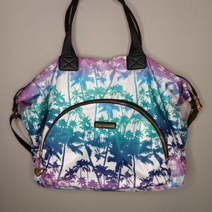 JUICY COUTURE pink and blue palm malibu sunset weekend bag
